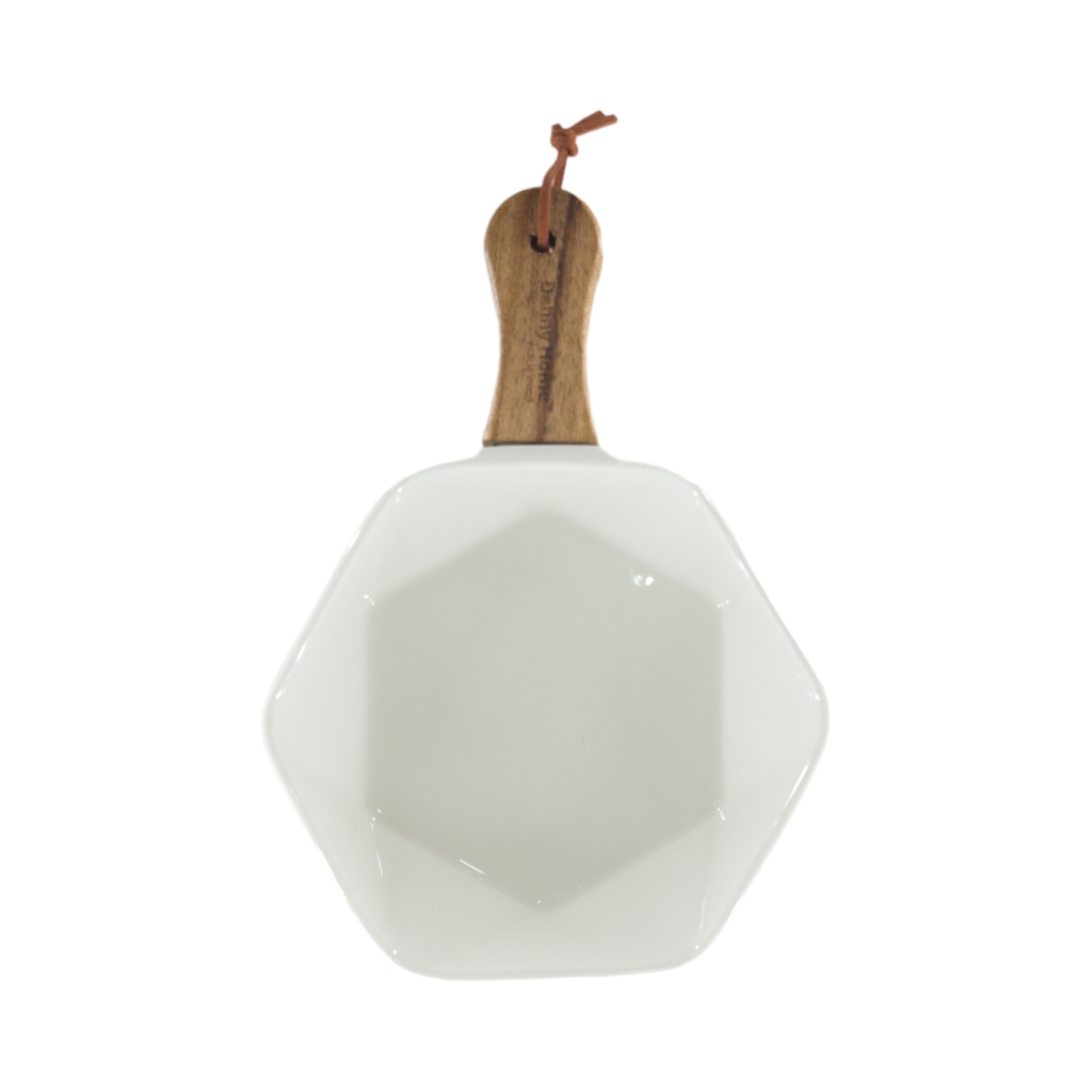 MB2D052857231.jpg SERVING PORCELAIN DISH WITH WOODEN HANDLE - Image 1