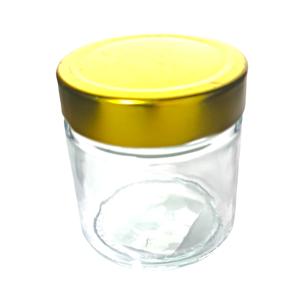 MI2DJ1805FGOLD.jpg 180ML MODERN GLASS JAR WITH LID - Image 1