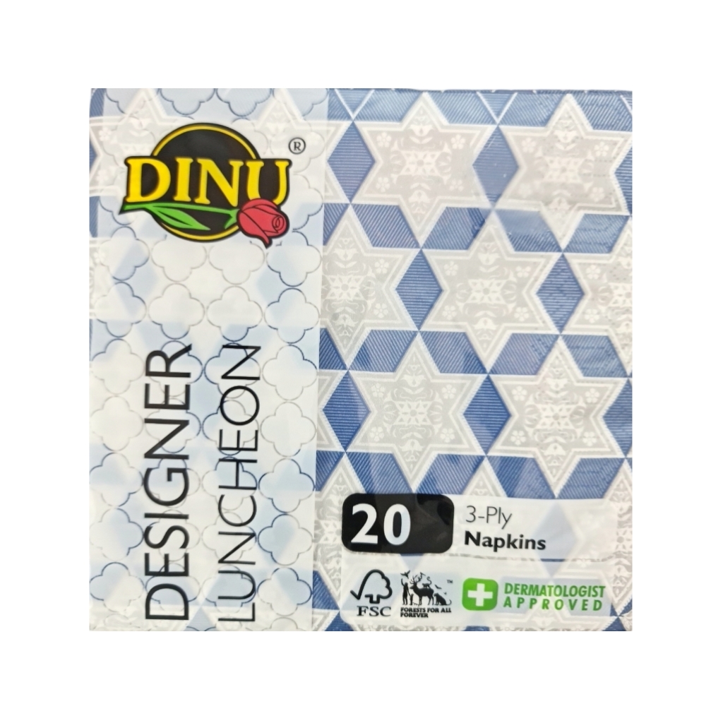MS2DPRS5F17.jpg PRINTED SERVIETTES BLUE DAVID FLOWER - Image 1