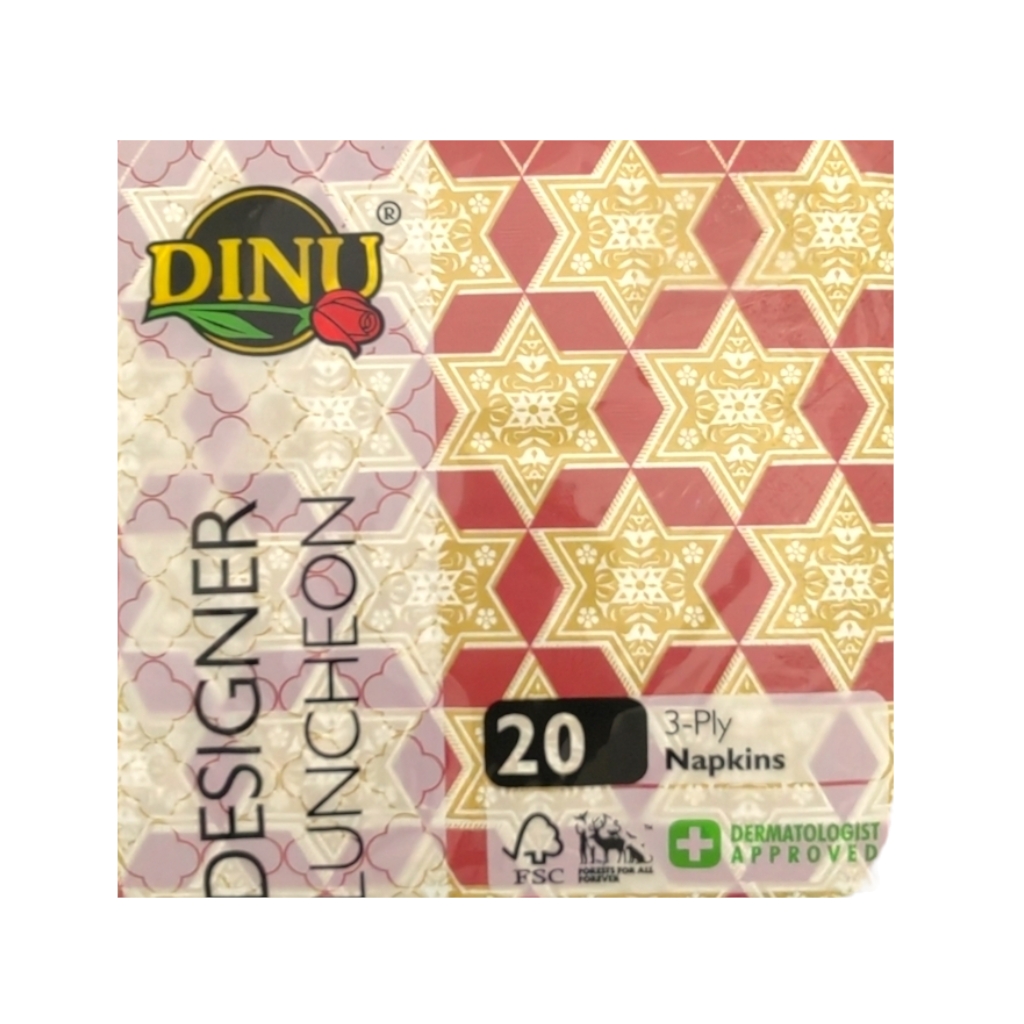 MS2DPRS5F18.jpg PRINTED SERVIETTES MAROON DAVID FLOWER - Image 1