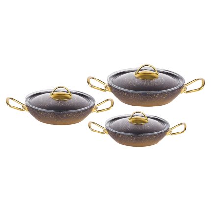NON STICK GRANITE EGG PAN SET METALIC 6Pcs -COPPER