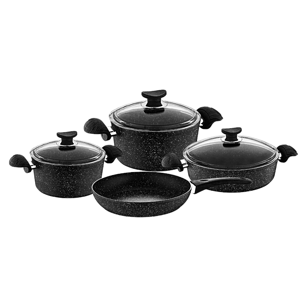 OMS31055FBLK231.jpg NON STICK GRANITE COOKWARE SET 7Pcs -BLACK - Image 1
