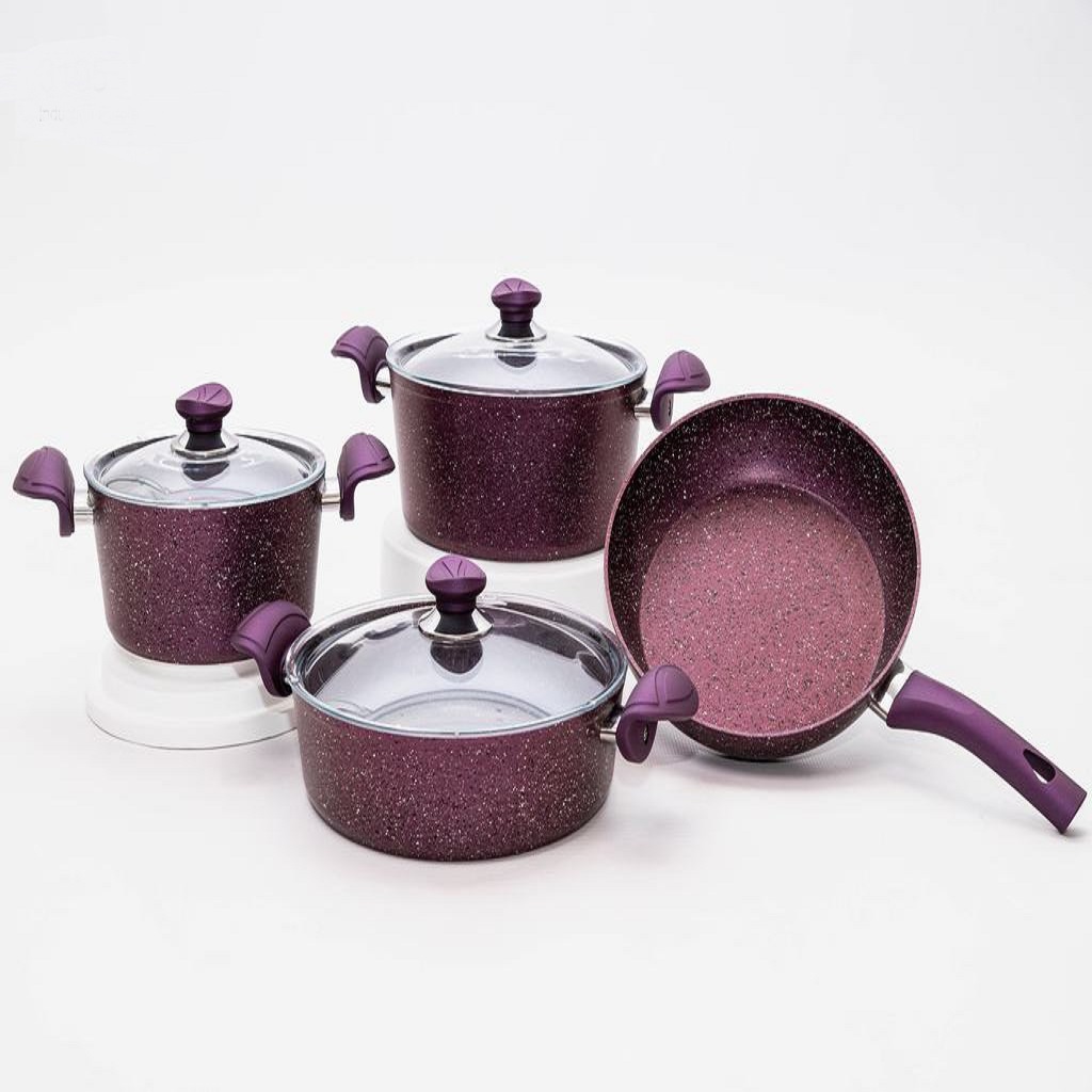 OMS3105IN5FPU231.jpg NON STICK GRANITE COOKWARE SET 7Pcs INDUCTION PURPLE - Image 1