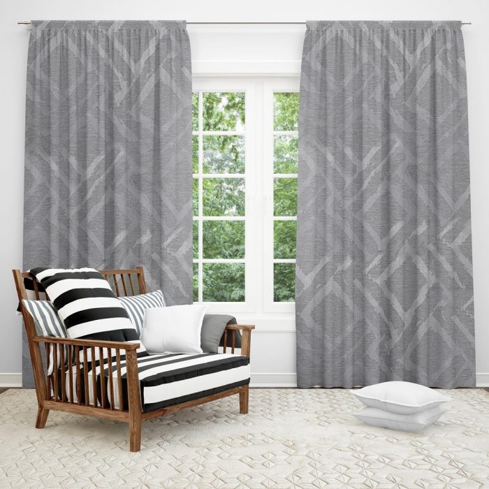280CM DIAMOND JACQ. CURTAIN-DARK GREY - Image 2