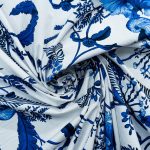 PRINTED COTTON POPLIN- BLUE/WHITE - Image 2