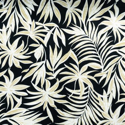 PRINTED POLY LINEN SLUB-BLACK/STONE