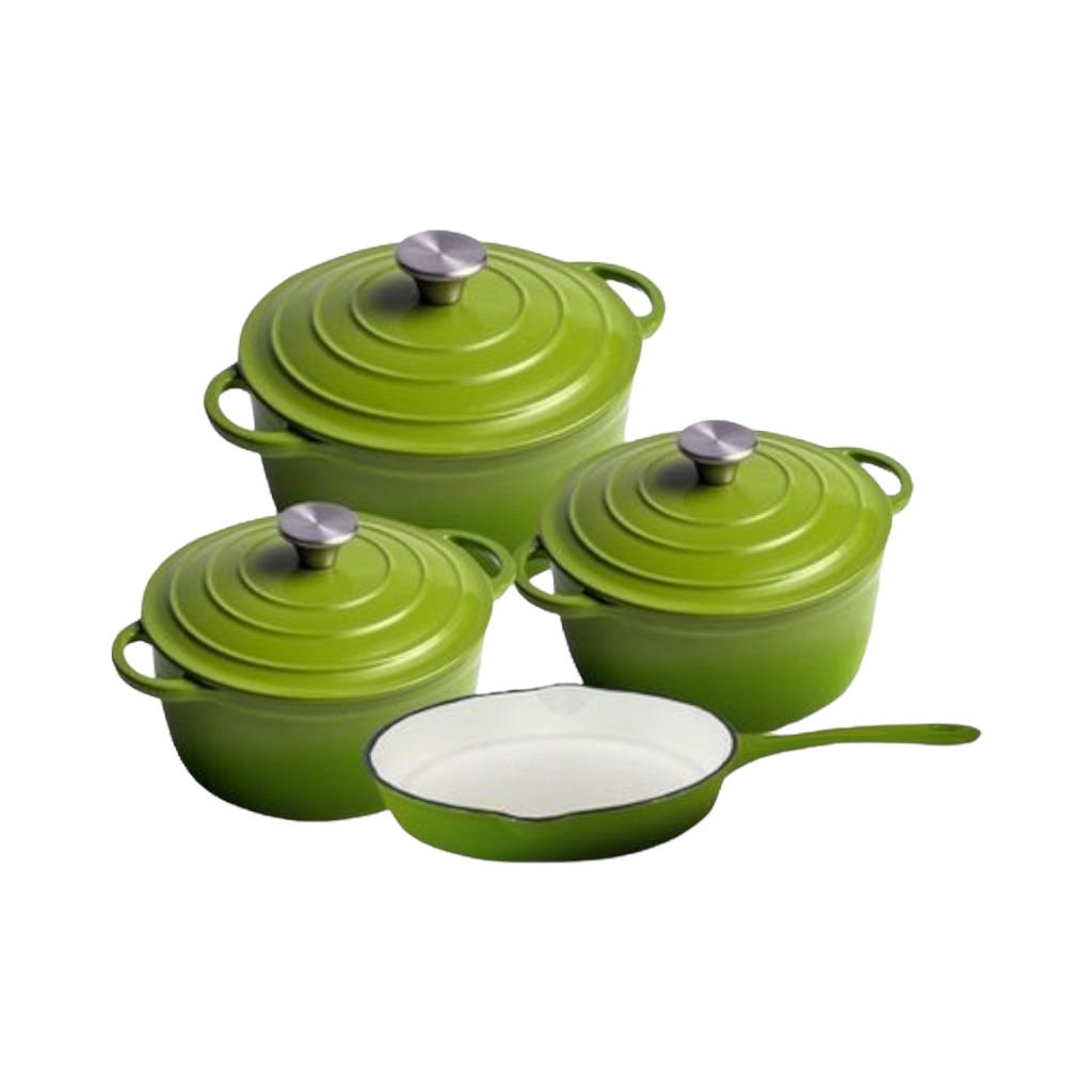 TH2D184CI5FG.jpg 7PC CAST IRON POT SET GREEN - Image 1