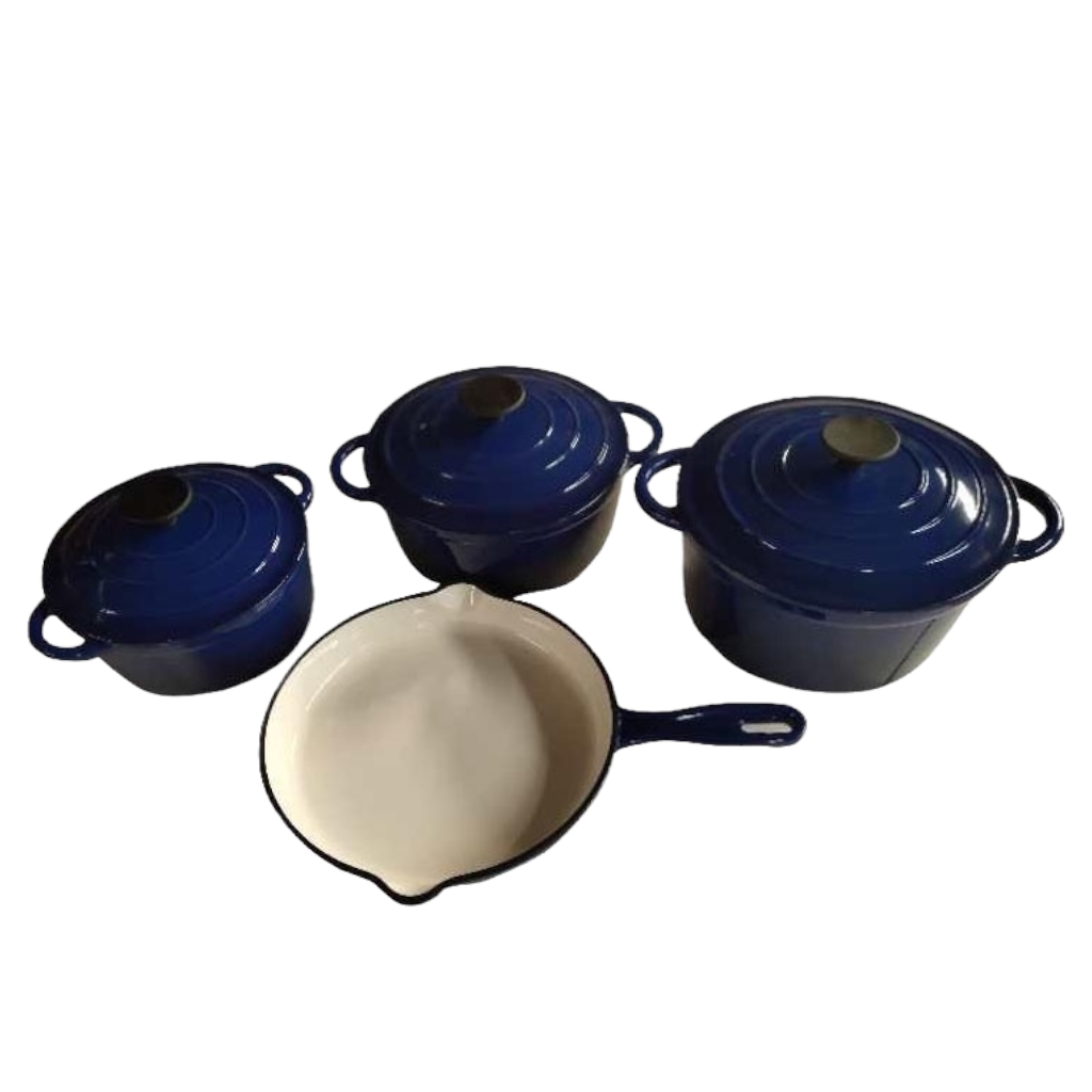 TH2D184CI5FN.jpg 7PC CAST IRON POT SET NAVY - Image 1