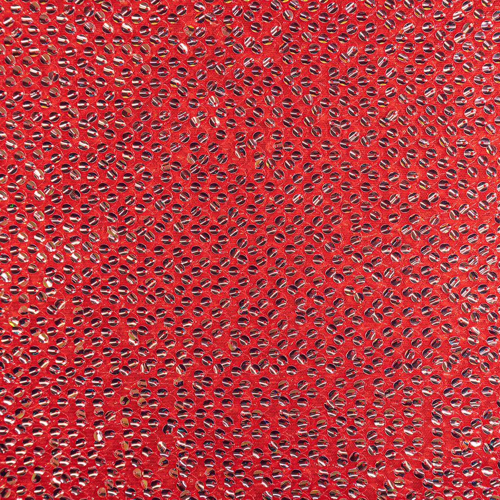 152725FRED231-1.jpg SEQUINS TULLE - RED - Image 1