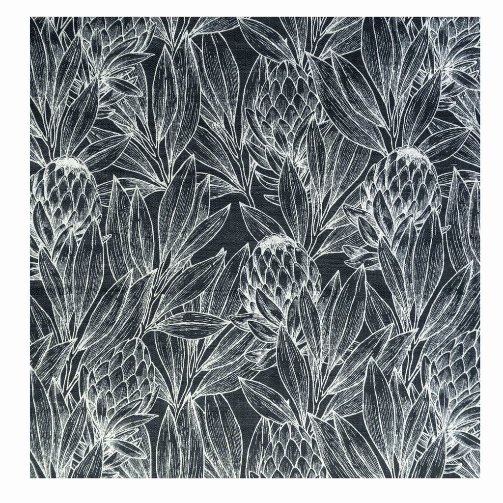 LC2DSG5F6231.jpg 140CM SECRECT GARDEN LINEN PROTEA FOREST CHARCOAL - Image 1