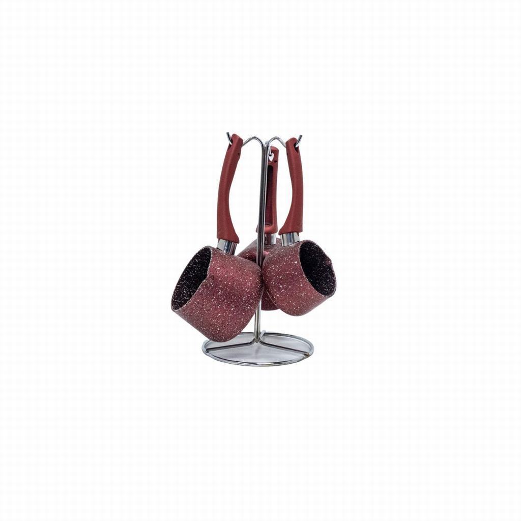 OMS2D32275FRD231.jpg COFFEE POT SET 4PC W/ STAND - RED - Image 1