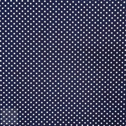 115CM PRINTED POLY COTTON DOTS NAVY