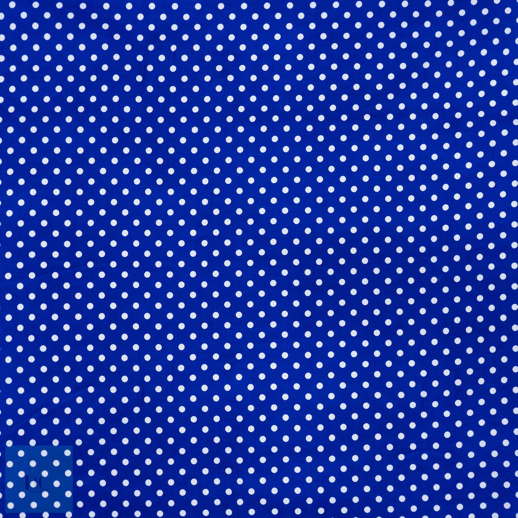 115PPC5F174231.jpg 115CM PRINTED POLY COTTON DOTS ROYAL - Image 1