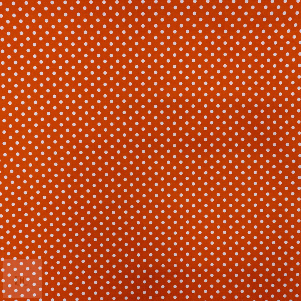 115PPC5F177231.jpg 115CM PRINTED POLY COTTON DOTS ORANGE - Image 1