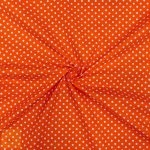 115CM PRINTED POLY COTTON DOTS ORANGE - Image 2
