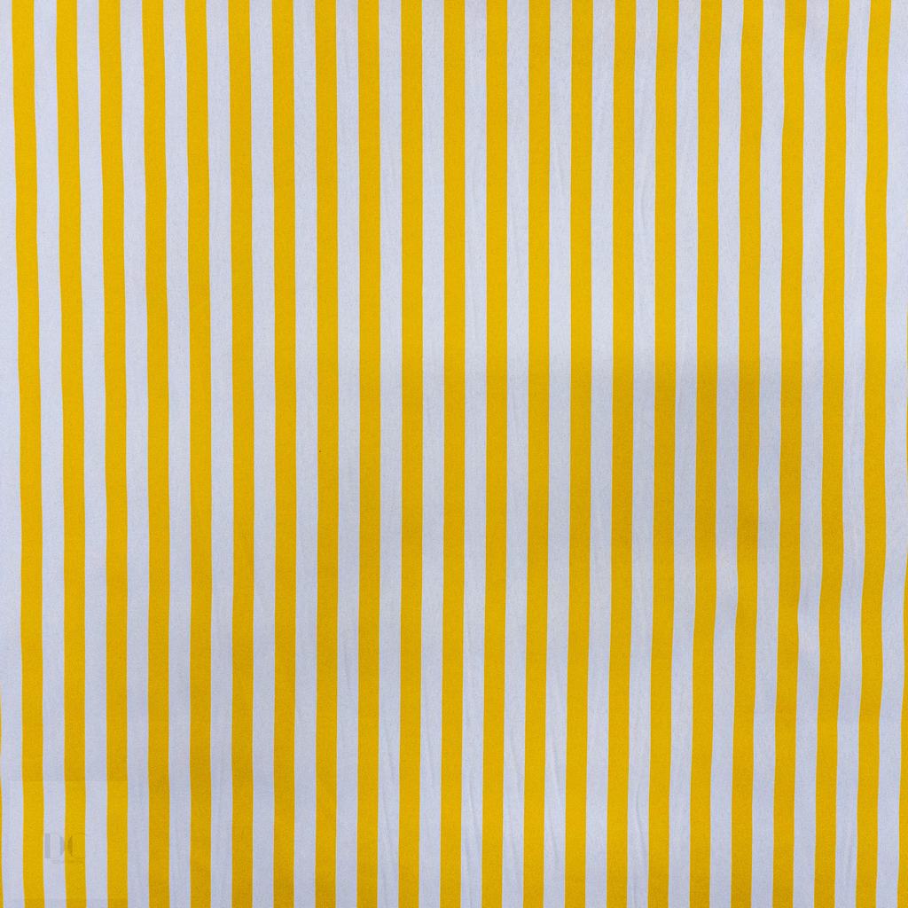 115PPC5F183231.jpg 115CM PRINTED POLY COTTON STRIPES YELLOW - Image 1
