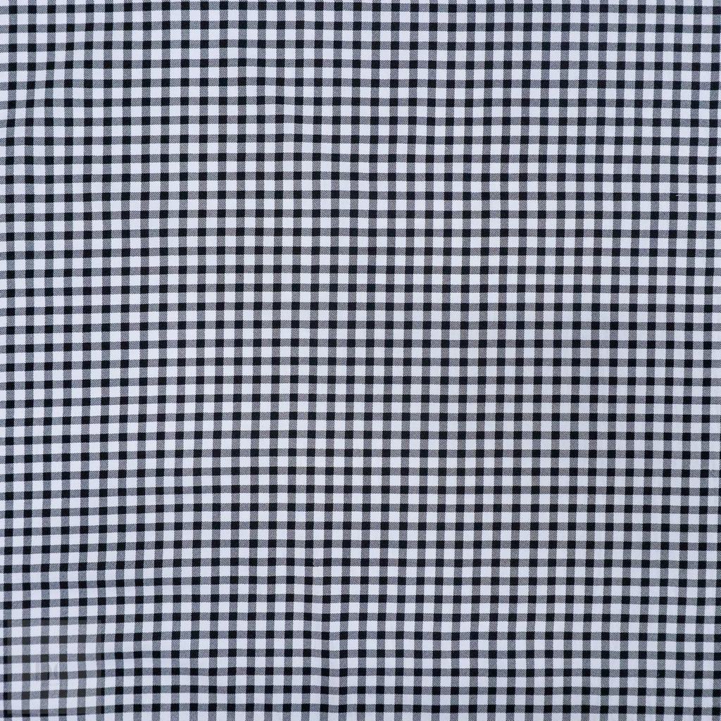 115PPC5F192231.jpg 115CM PRINTED POLY COTTON CHECKS BLACK - Image 1