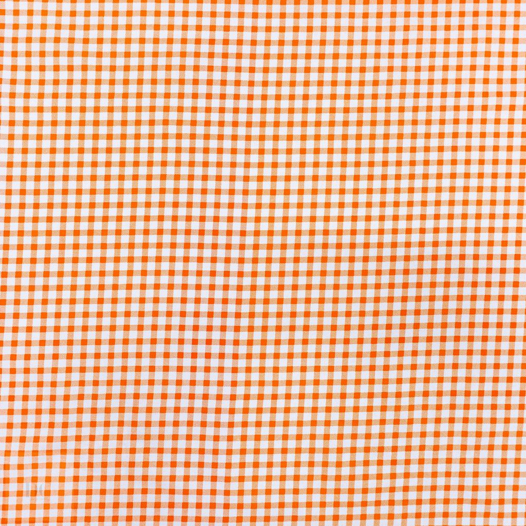 115PPC5F193231.jpg 115CM PRINTED POLY COTTON CHECKS ORANGE - Image 1