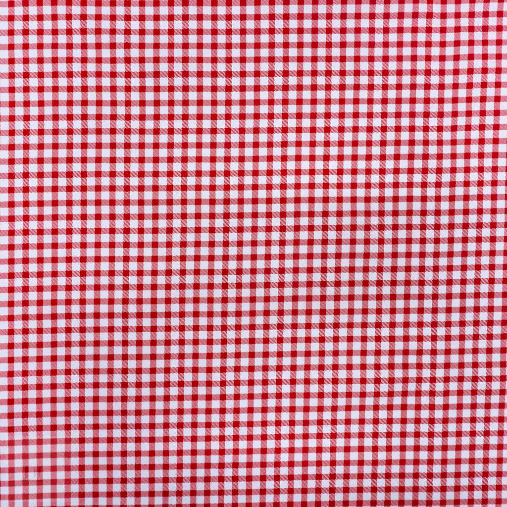 115PPC5F195231.jpg 115CM PRINTED POLY COTTON CHECKS RED - Image 1