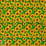 115CM PRINTED POLY COTTON SUNFLOWER GREEN