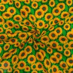 115CM PRINTED POLY COTTON SUNFLOWER GREEN - Image 2