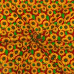 115CM PRINTED POLY COTTON SUNFLOWER RED - Image 2