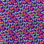 115CM PRINTED POLY COTTON BUTTERFLIES PURPLE