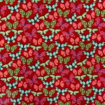 115CM PRINTED POLY COTTON BUTTERFLIES RED