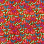 115CM PRINTED POLY COTTON BUTTERFLIES ORANGE