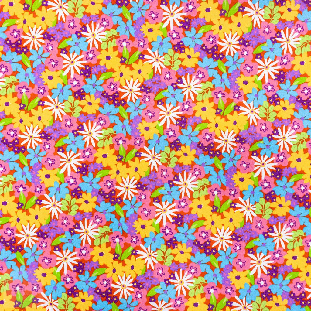 115PPC5F214231.jpg 115CM PRINTED POLY COTTON FLOWERS ORANGE - Image 1