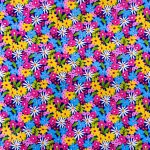 115CM PRINTED POLY COTTON FLOWERS ROYAL