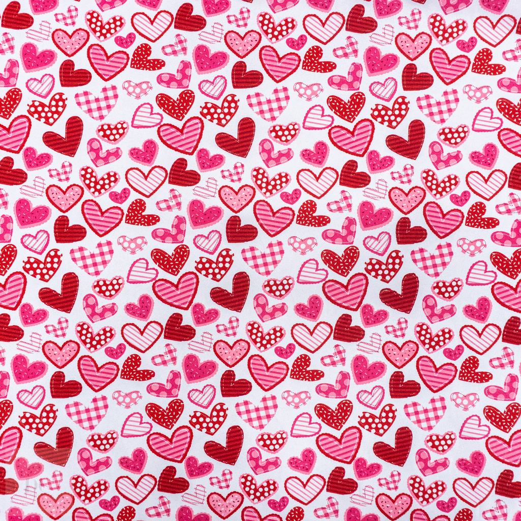 115PPC5F217231.jpg 115CM PRINTED POLY COTTON HEARTS WHITE - Image 1