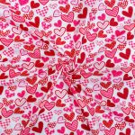 115CM PRINTED POLY COTTON HEARTS WHITE - Image 2