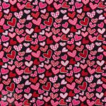 115CM PRINTED POLY COTTON HEARTS BLACK