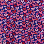 115CM PRINTED POLY COTTON HEARTS NAVY