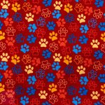 115CM PRINTED POLY COTTON PAWS RED