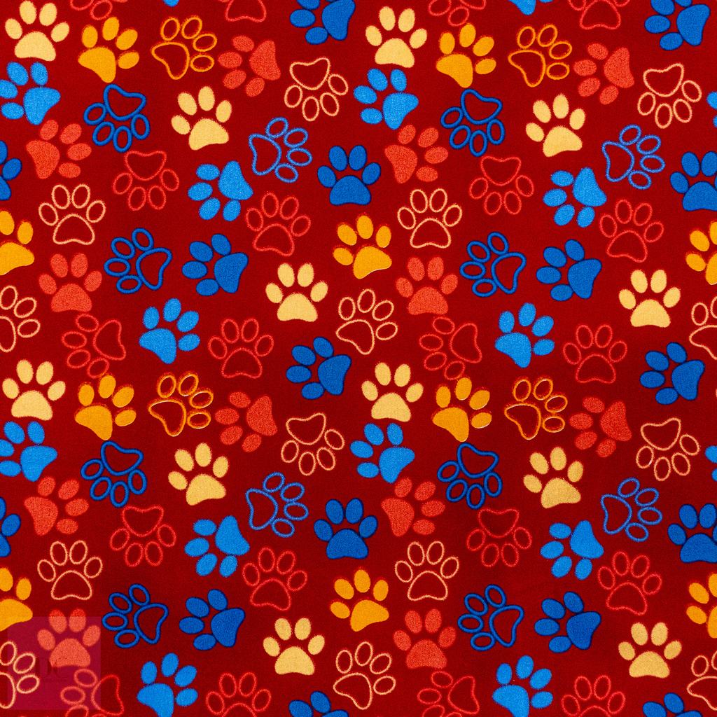 115PPC5F220231.jpg 115CM PRINTED POLY COTTON PAWS RED - Image 1
