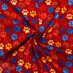 115CM PRINTED POLY COTTON PAWS RED - Image 2