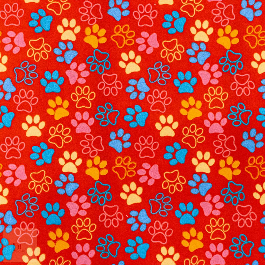 115PPC5F221231.jpg 115CM PRINTED POLY COTTON PAWS ORANGE - Image 1