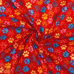 115CM PRINTED POLY COTTON PAWS ORANGE - Image 2