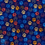 115CM PRINTED POLY COTTON PAWS NAVY