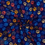 115CM PRINTED POLY COTTON PAWS NAVY - Image 2