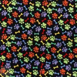 115CM PRINTED POLY COTTON BONES BLACK