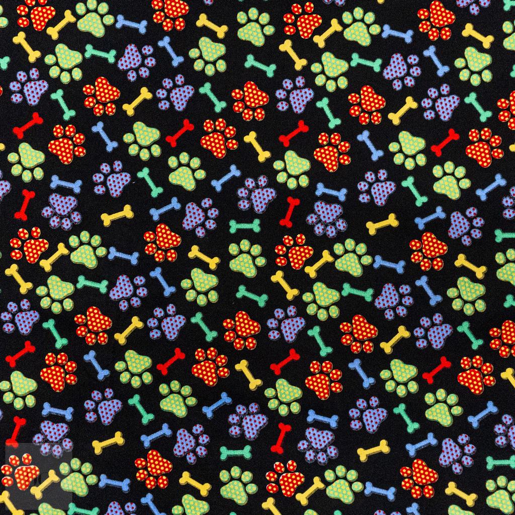 115PPC5F224231.jpg 115CM PRINTED POLY COTTON BONES BLACK - Image 1