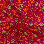 115CM PRINTED POLY COTTON BONES CERISE - Image 2