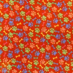 115CM PRINTED POLY COTTON BONES ORANGE