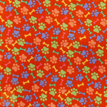 115CM PRINTED POLY COTTON BONES ORANGE