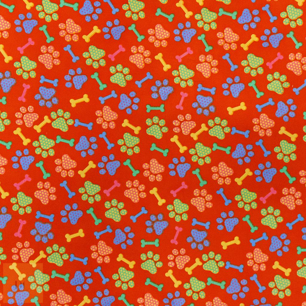 115PPC5F227231.jpg 115CM PRINTED POLY COTTON BONES ORANGE - Image 1