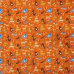 115CM PRINTED POLY COTTON DOGS ORANGE