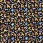 115CM PRINTED POLY COTTON DOGS BLACK